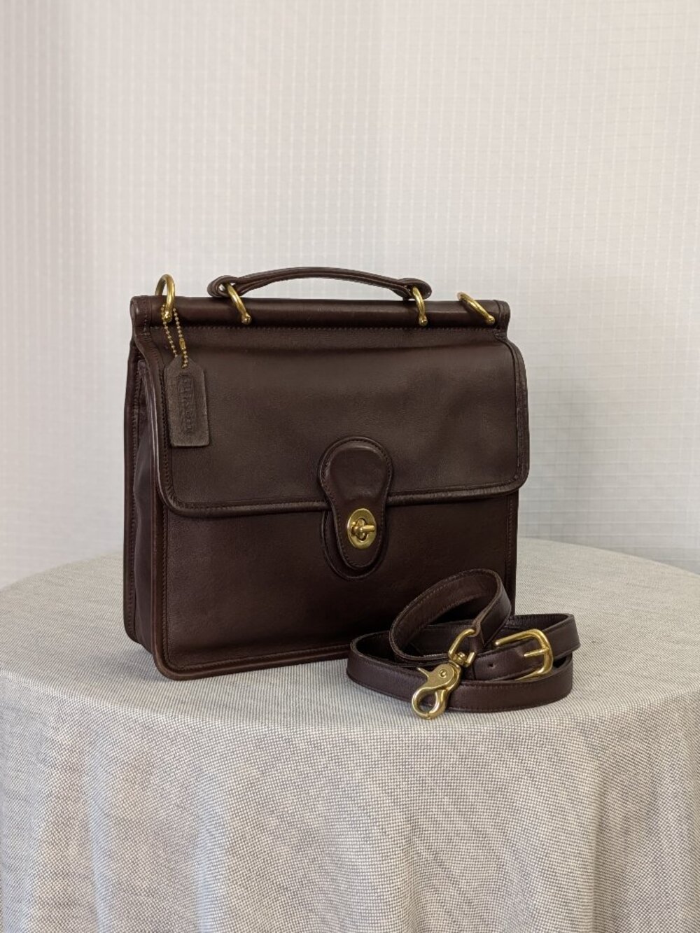 Vintage Coach Willis Crossbody Bag Mahogany Brown Leather Turnlock - Picture 4 of 14